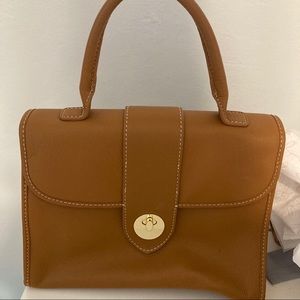 Talbots Tan Pebble Leather Top Handle Handbag